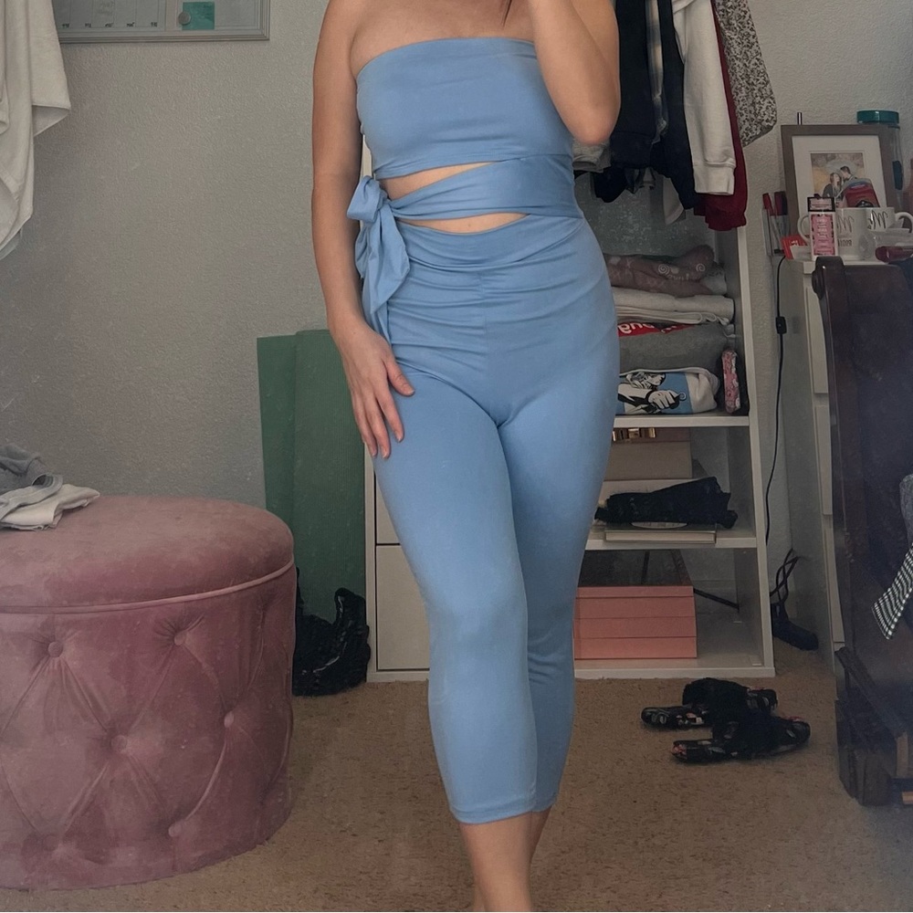 Baby blue jumpsuit